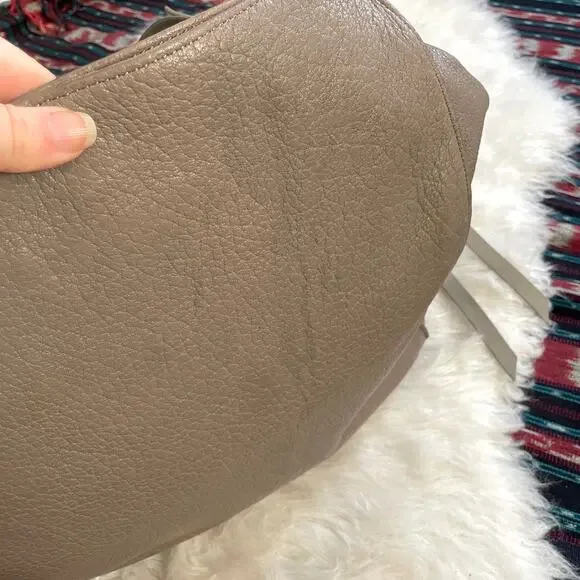 All Saints Taupe Leather Hobo Bag Shoulder Purse - Picture 8 of 15